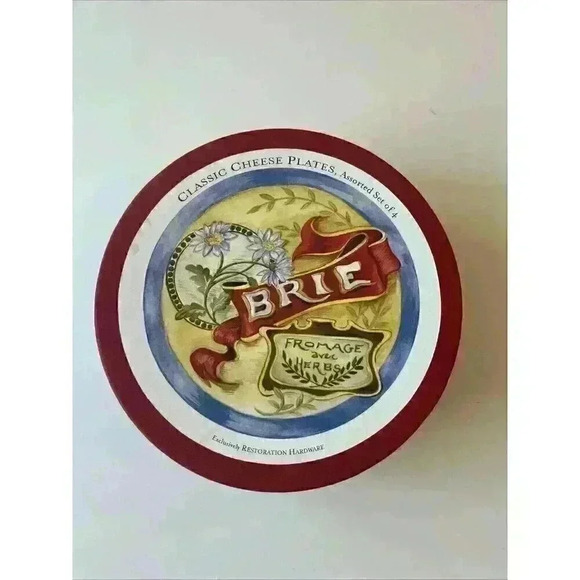 Restoration Hardware Classic Cheese Plates NEW in box set of 4 8" exclusively RH - Picture 1 of 7